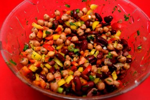 Salat mit Kichererbsen und Rote Bohnen