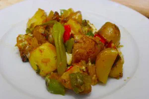 Kartoffel - Paprika Pfanne mit Schafskäse